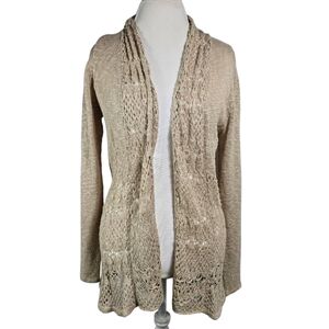 New Directions Beige Open Front Cardigan Size M